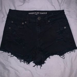 American Eagle Black Distressed Shorts